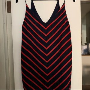 NWOT Strappy V-Neck Tank Navy & Red Chevron